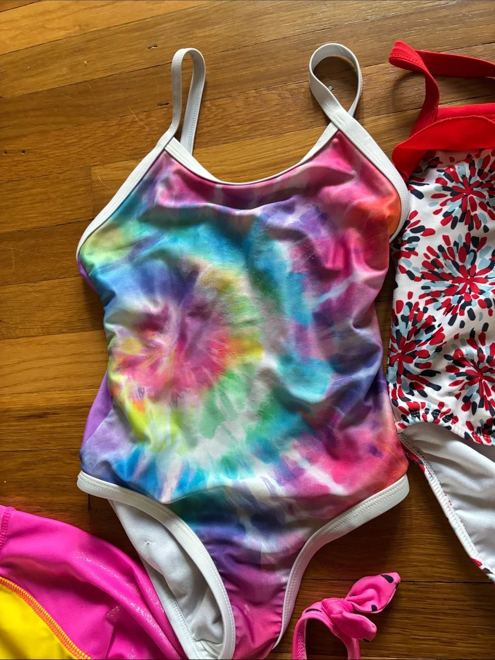 Girls Mixed One-Piece Swimsuit Lot - Bright Multicolor Styles size 6